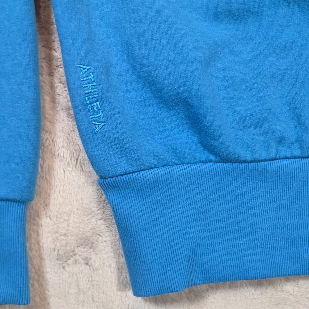 Athleta Forever Fleece Relaxed Crew Sweatshirt Blue Small Raglan Pullover - Picture 3 of 9